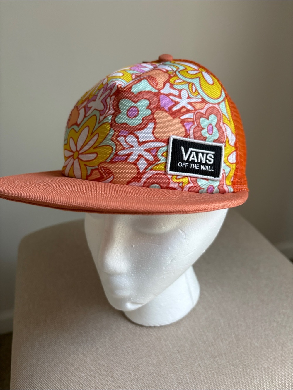 New! Vans Orange Floral Mesh Trucker Hat